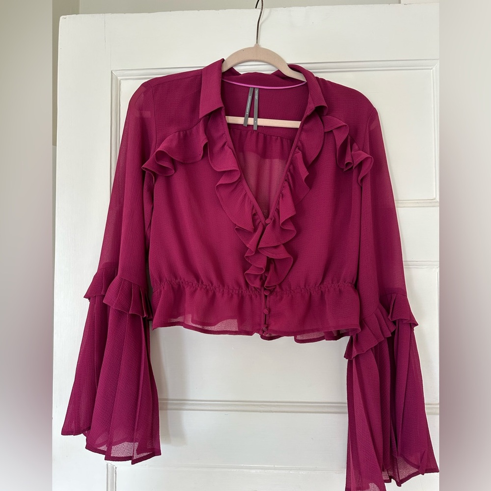 Magenta ruffle top